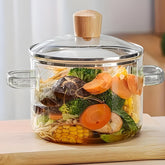 Kuber Industries Borosilicate Glass 1.45L Saucepan with Lid & Handle | Induction Pan Cookware | Handi for Cooking | Microwave Safe | Cooktop for Tea/Milk/Pasta/Noodles/Rice | Transparent